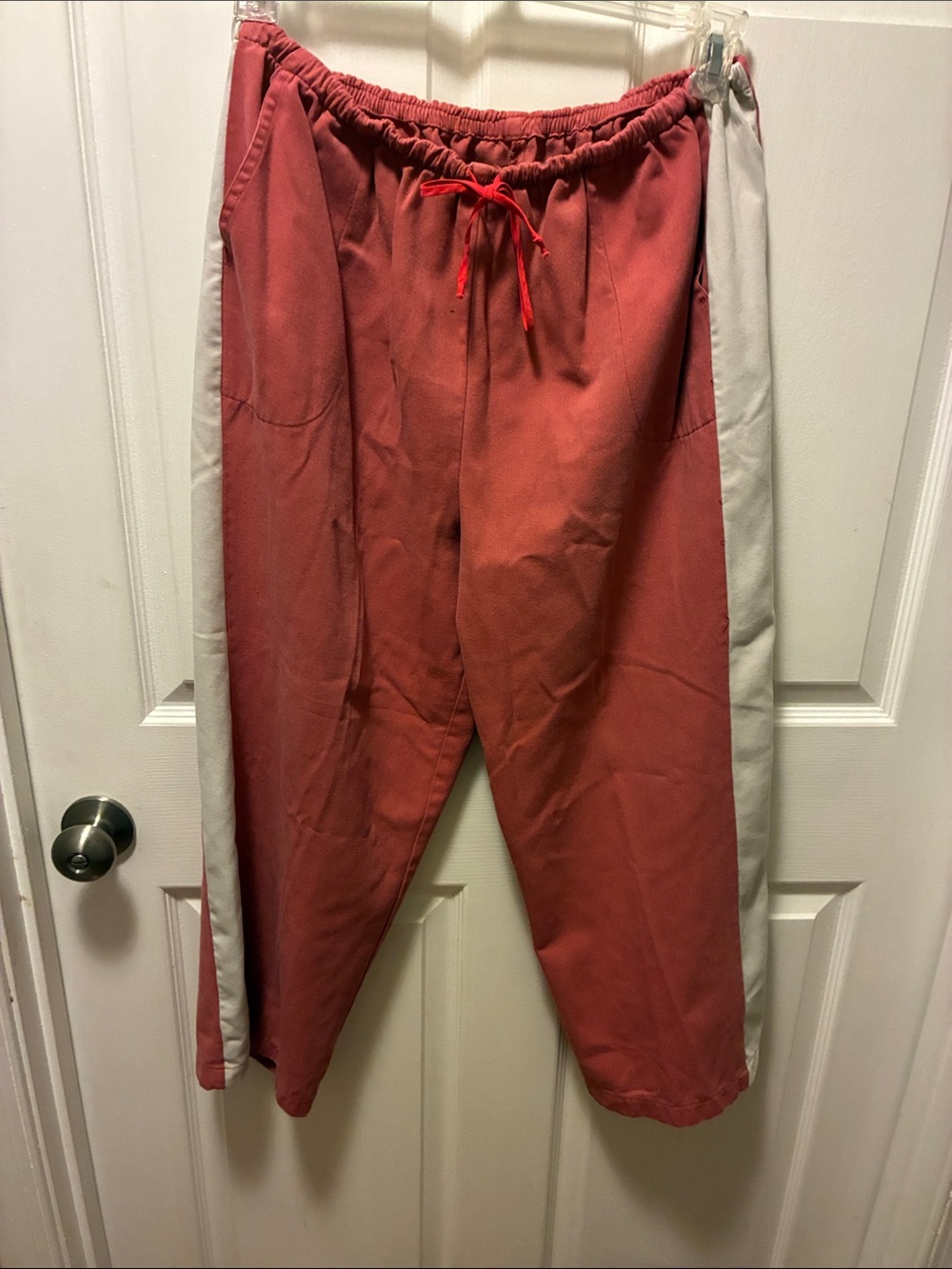 Haband Men's Red Track Pants w/ White Side Panels from Active Joe collection